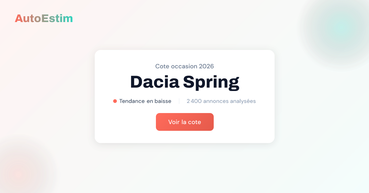Prix occasion Dacia Spring : cote et estimation 2026