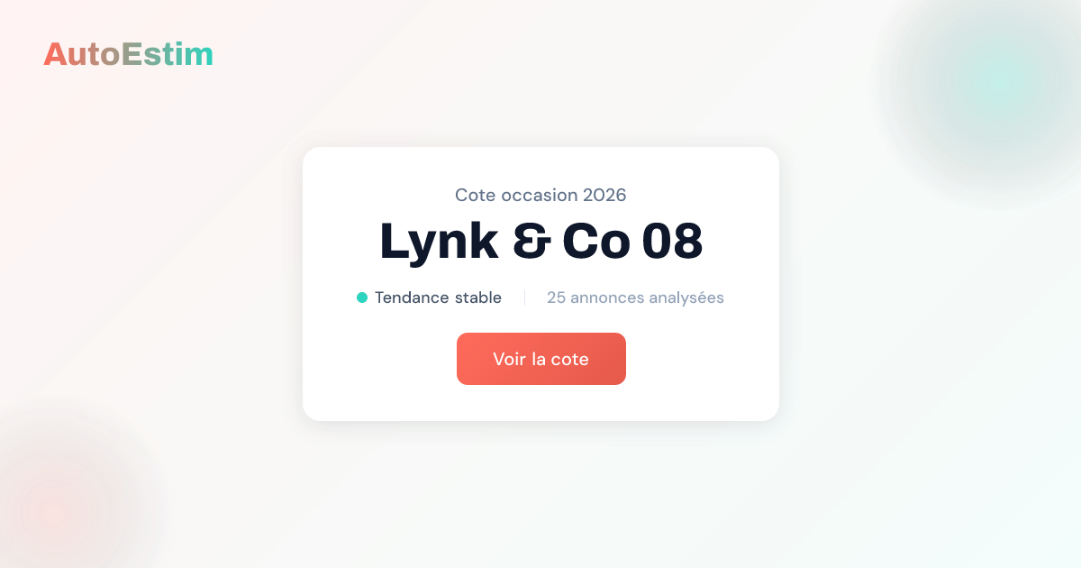 Prix occasion Lynk & Co 08 : cote et estimation 2026