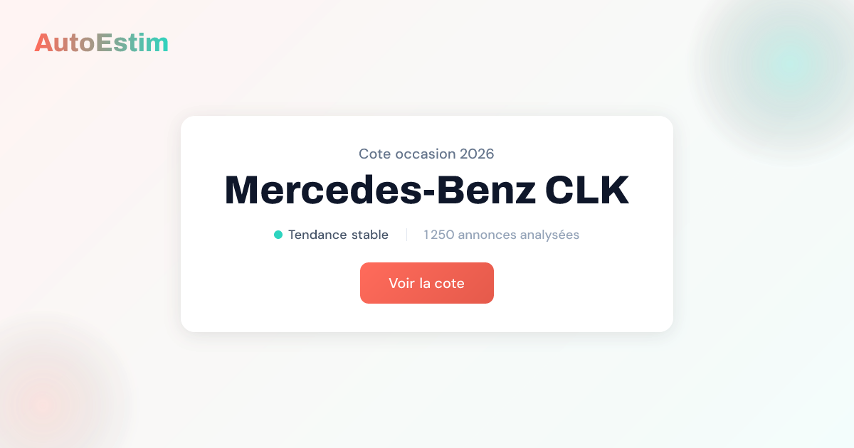 Prix occasion Mercedes-Benz CLK : cote et estimation 2026