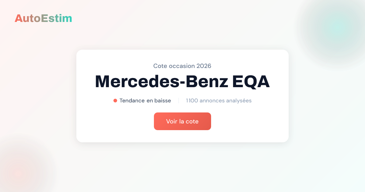 Prix occasion Mercedes-Benz EQA : cote et estimation 2026